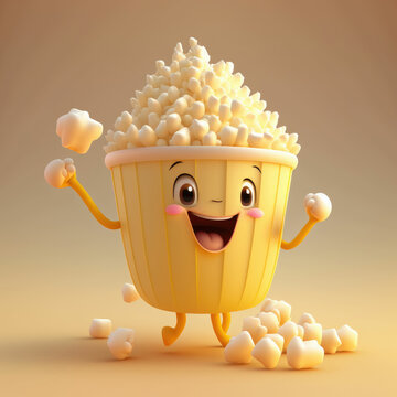 Cute Cartoon Dancing Popcorn Character