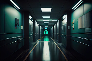 Fototapeta premium Hospital hallway empty hospital corridor