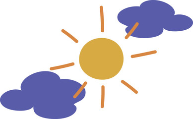 sun with cloud isloated