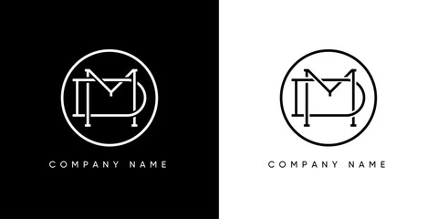 Minimalist DM or MD initial logo images on black and white color