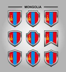 Mongolia National Emblems Flag and Luxury Shield