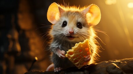 Mouse eating cheese