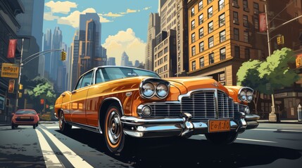 Fototapety  Vintage yellow taxi in New York