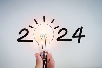 2024 calendar year numbers, handwritten decorated with creative trend fun style on glowing...