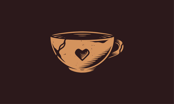 Coffee Lover Broken Cup Vector Art