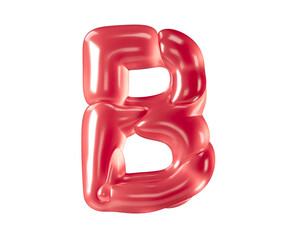 Letters made of bizarre balloons. 3d illustration of red alphabet isolated on white background
