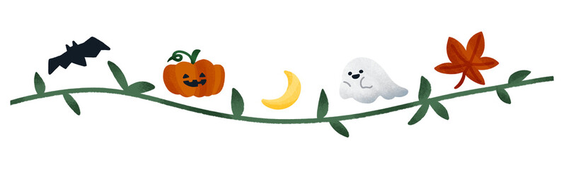 ハロウィン　ライン素材　飾り
