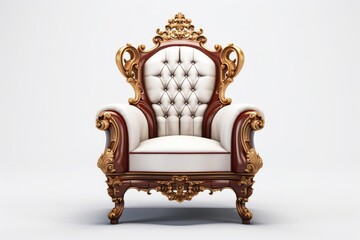 king style chair on white - obrazy, fototapety, plakaty