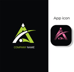 Letter A is a nice modern logo with app icon. Can be used as your brand