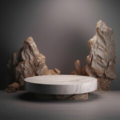 Minimal marble podium nature pedestal stage product display