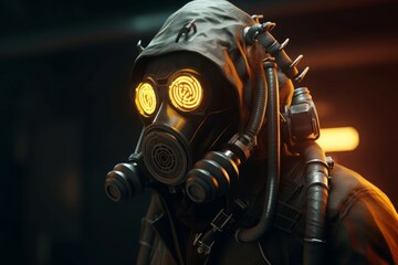 Man gas mask steampunk adult. Generate Ai