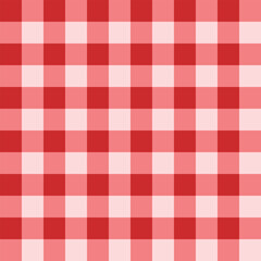 Red gingham picnic mat vector illustration. Picnic blanket or tablecloth checkered seamless pattern. Plaid texture background design. Repeat pattern and decoration.