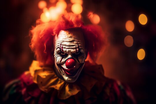 Scary clown glowing. Generate Ai