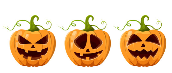 Three orange pumpkins for Halloween
