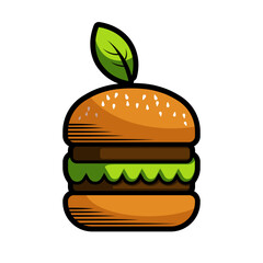 Healthy eco friendly vegetarian burger logo