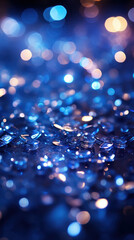 Blue glitter particles abstract background