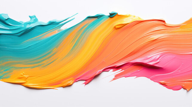 Multi-colored brush strokes with acrylic paints