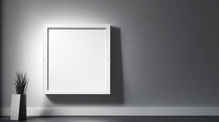 White blank picture frame on the wall. Mock up, 3D Rendering.