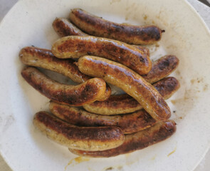 fresh grilled white sausages