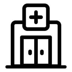 Obraz premium Hospital Icon in Black and White Transparent Background