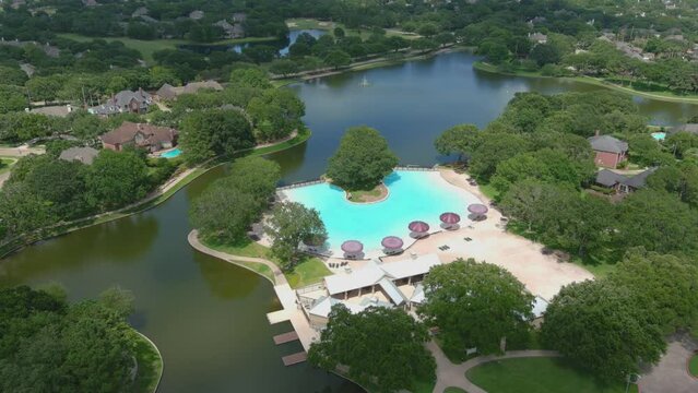 Drone Video of The Cinco Ranch Beach Club Pool