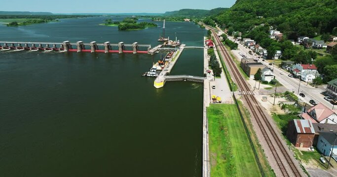 Charming small town of Alma blended with modern engineering on nearby river.