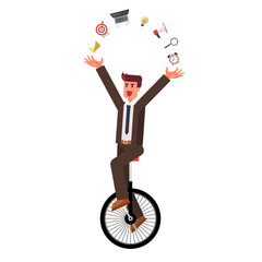 Businessman showing his skills on unicycle © siraanamwong