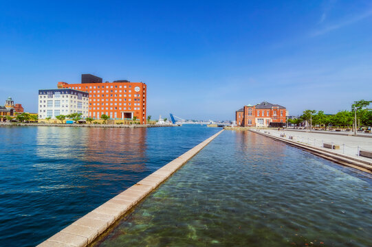 Japan, Fukuoka Prefecture, Kitakyushu, Moji Port in summer
