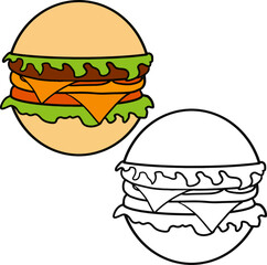 Illustration vector graphic of burger. Good for any design or product related to food, etc.