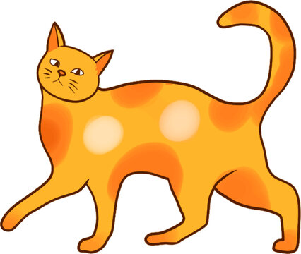 Illustration vector graphic of a cute walking cat. fit for any design or product related to pet, animal, etc.