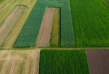 Austria, Upper Austria, Hausruckviertel, Drone view of green fields