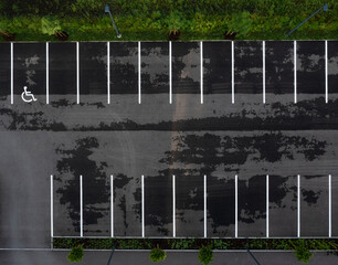 Austria, Upper Austria, Hausruckviertel, Drone view of empty parking lot