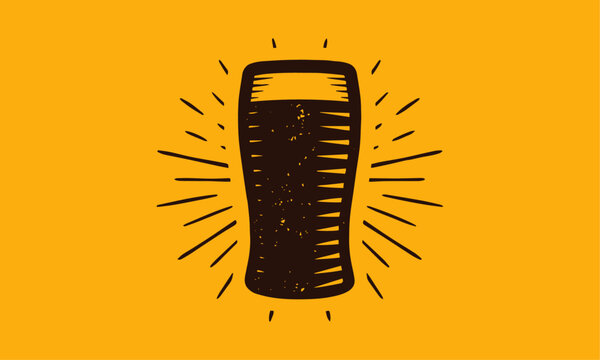 Vintage Fresh Beer Glass Vector Logo