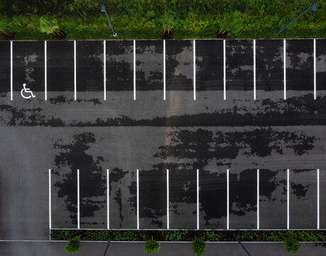 Austria, Upper Austria, Hausruckviertel, Drone view of empty parking lot