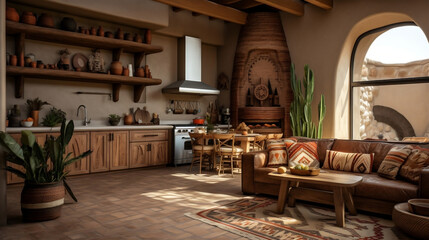 Home interior decoration ideas. interior of the house. Interior of a classic wooden house.