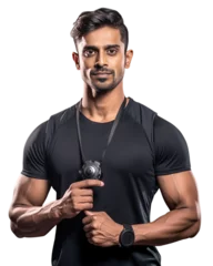 Foto op Canvas Fitness Instructor at the Gym, fitness, instructor, workout, coaching, on transparent background, png © gfx_nazim