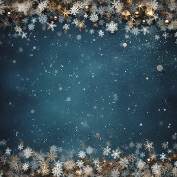 christmas background with snowflakes and stars