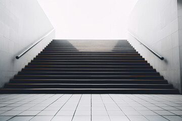 Stairs in an empty bright Auditorium. minimal style - Generative AI