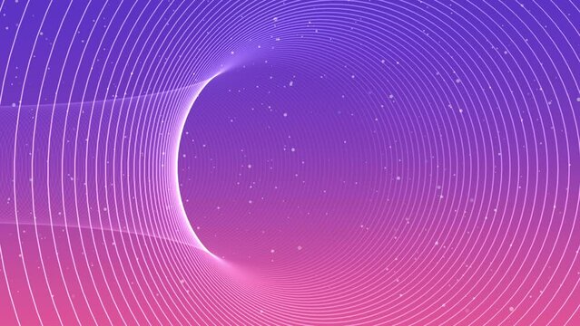 Futuristic animation of seamless empty virtual space with ramp background round wireframe tunnel, 4K abstract animated background