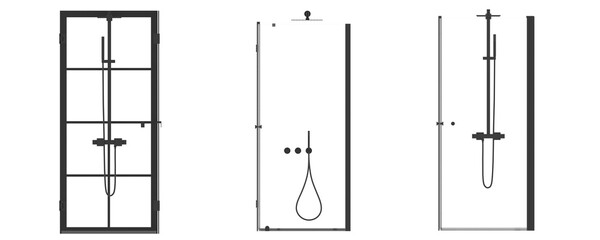 shower cabin isolated on transparent background, 3D illustration, cg render