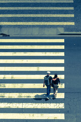 
pedestrian crossing on the road