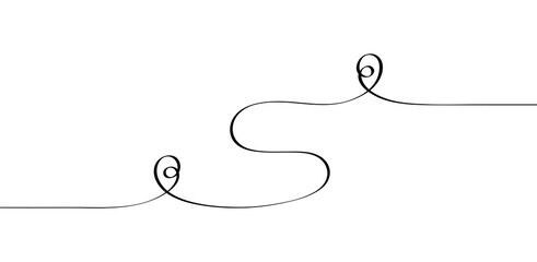 Continuous smooth line drawing of path and location pointers. Linear map pins drawn by hand. Concept of GPS navigation and travel. Doodle vector graphic design