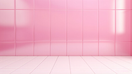 Pink ceramic tile wall and floor background and texture. Mockup for kitchen, bathroom, room, toilet. Empty space for your design - Generative AI