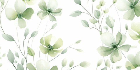 Watercolor floral seamless pattern. Hand painted flowers on white background. Botanical art.