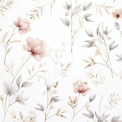 Obraz premium Seamless pattern with watercolor flowers. Template design for textiles, interior, clothes, wallpaper. Botanical art.