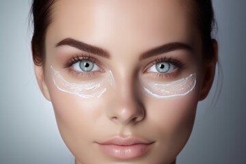 Girl's face with cream under her eyes