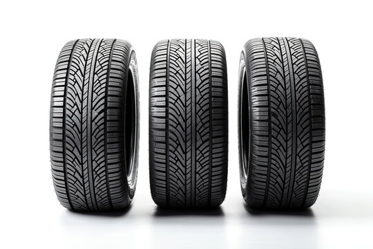 New car tires isolated on white background, tire advertising with space for inscription or text or logo.generative ai
