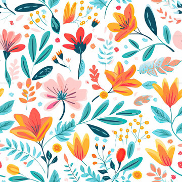 Natural illustration floral pattern insanely details AI Generated