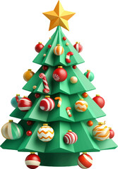 Cute Christmas tree on white background. Generative AI.