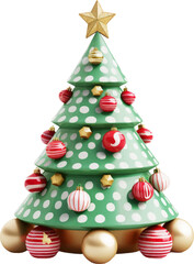 Cute Christmas tree on white background. Generative AI.